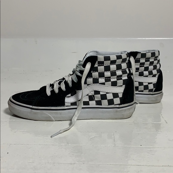 vans black checkered high tops